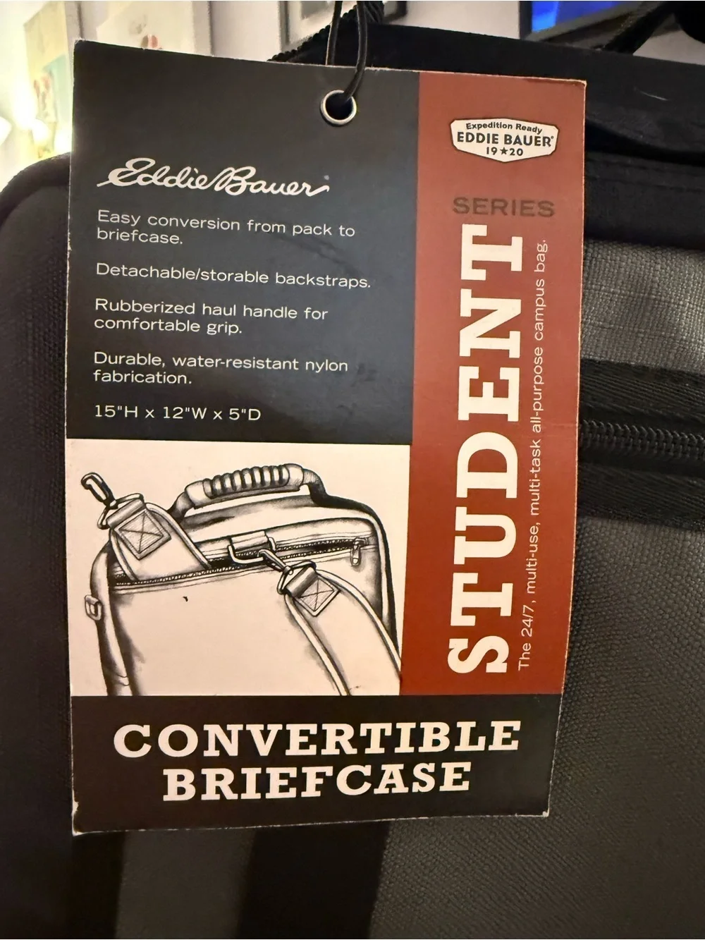 NWT Vintage Eddie Bauer Gray Convertible Student Briefcase Backpack